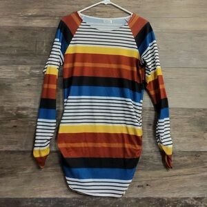 Sherosa Striped Multicolor Long Sleeve Maternity Blouse